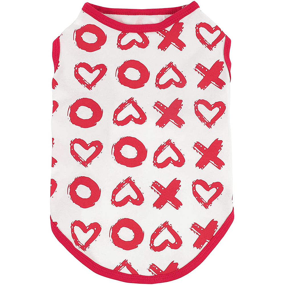 [해외] Fitwarm 강아지 옷 발렌타인데이 티셔츠 봄 여름 흰색