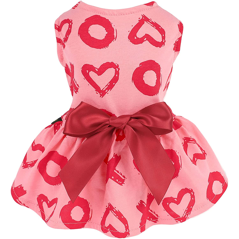 [해외] Fitwarm 강아지 옷 발렌타인데이 원피스 드레스 핑크