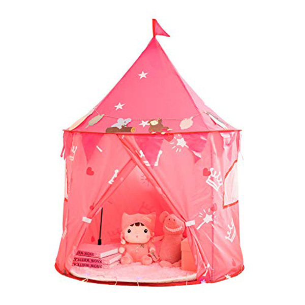 [해외] Vinteky  키즈 텐트 접이식 핑크 어린이 텐트 직경 130cm × 150cm