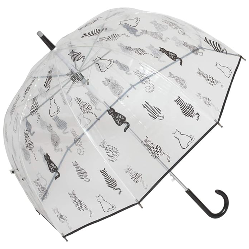 [해외] Lieben 투명 점프 우산 돔형 고양이 블랙