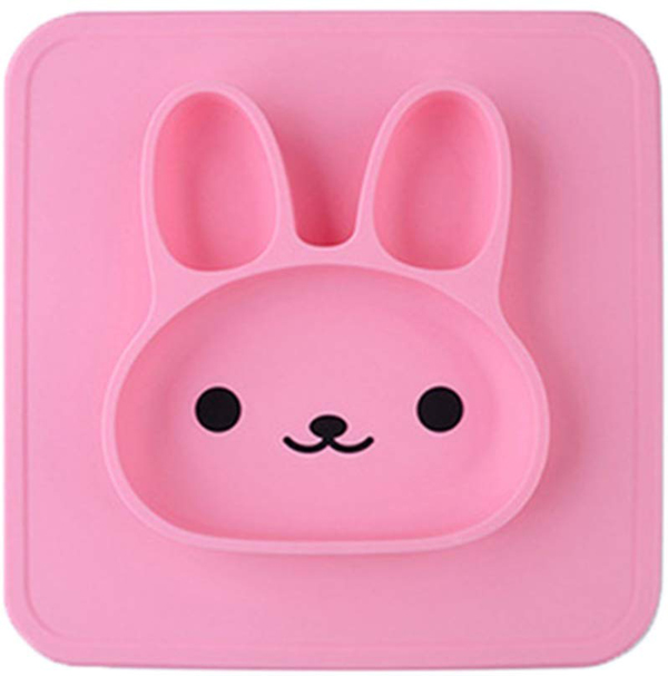 [해외] Kuke 실리콘 소재 귀여운 토끼 모양 식사 매트 식판플레이트