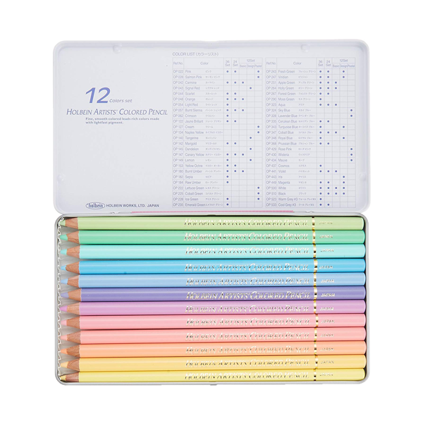 [해외] 홀베인 파스텔 톤 색연필 12색 파스텔톤 세트 OP903
