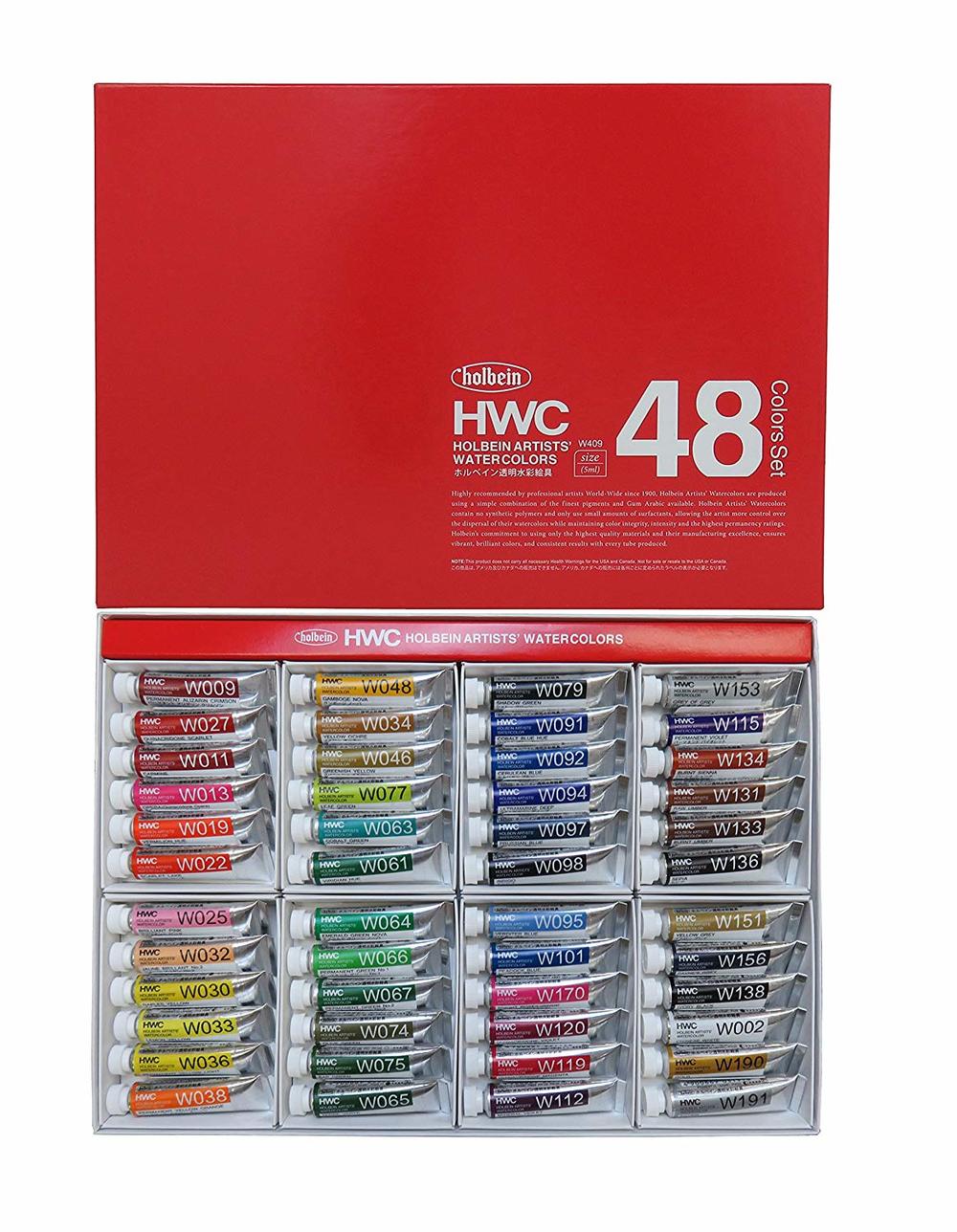[해외] HWC 홀베인 수채화 물감 48색 세트 W409