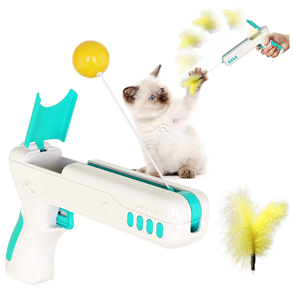 [해외] Angelpet 권총 고양이 장난감, 교체 가능 (청록색)