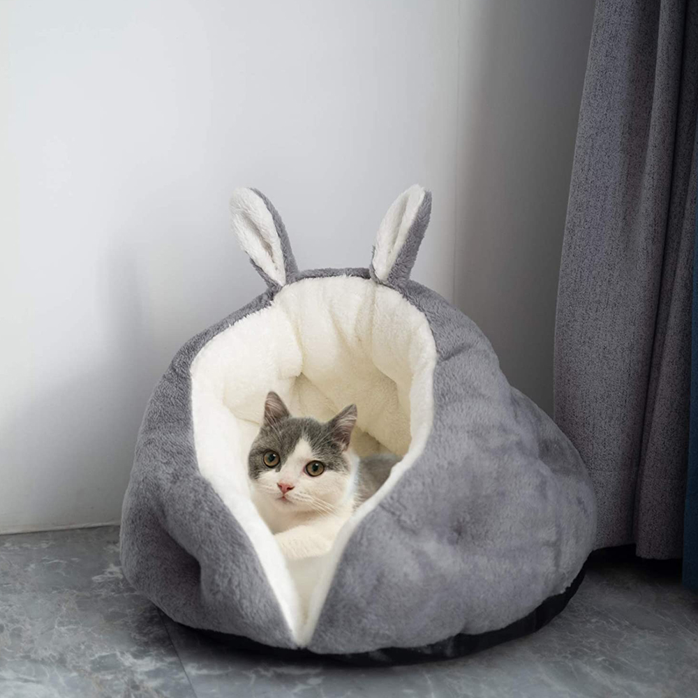 [해외] HANACAT 애완동물 베드 캣하우스 돔형 소형용 그레이