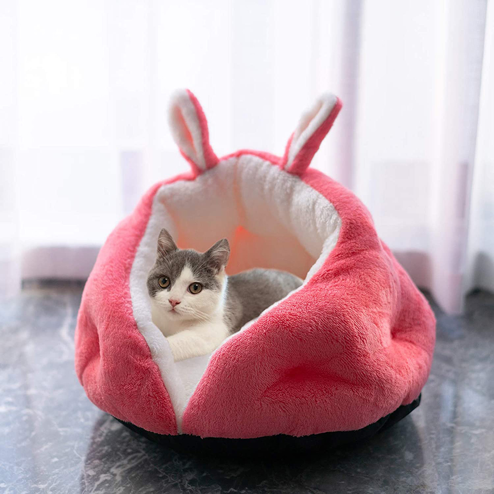 [해외] HANACAT 애완동물 베드 캣하우스 돔형 소형용 핑크