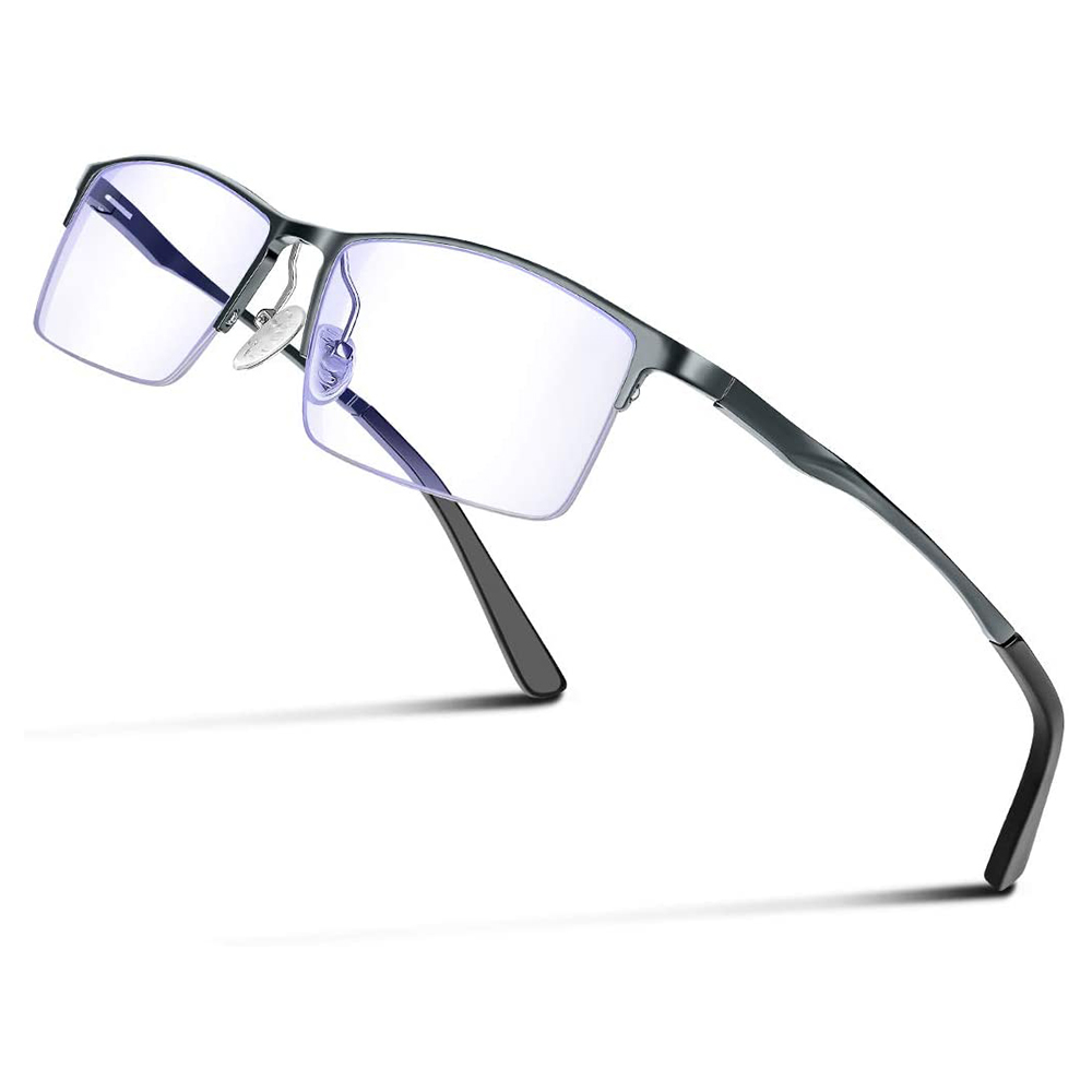 [해외] GLAZATA 청색광 UV보호 경량 마그네슘 안경, 그레이
