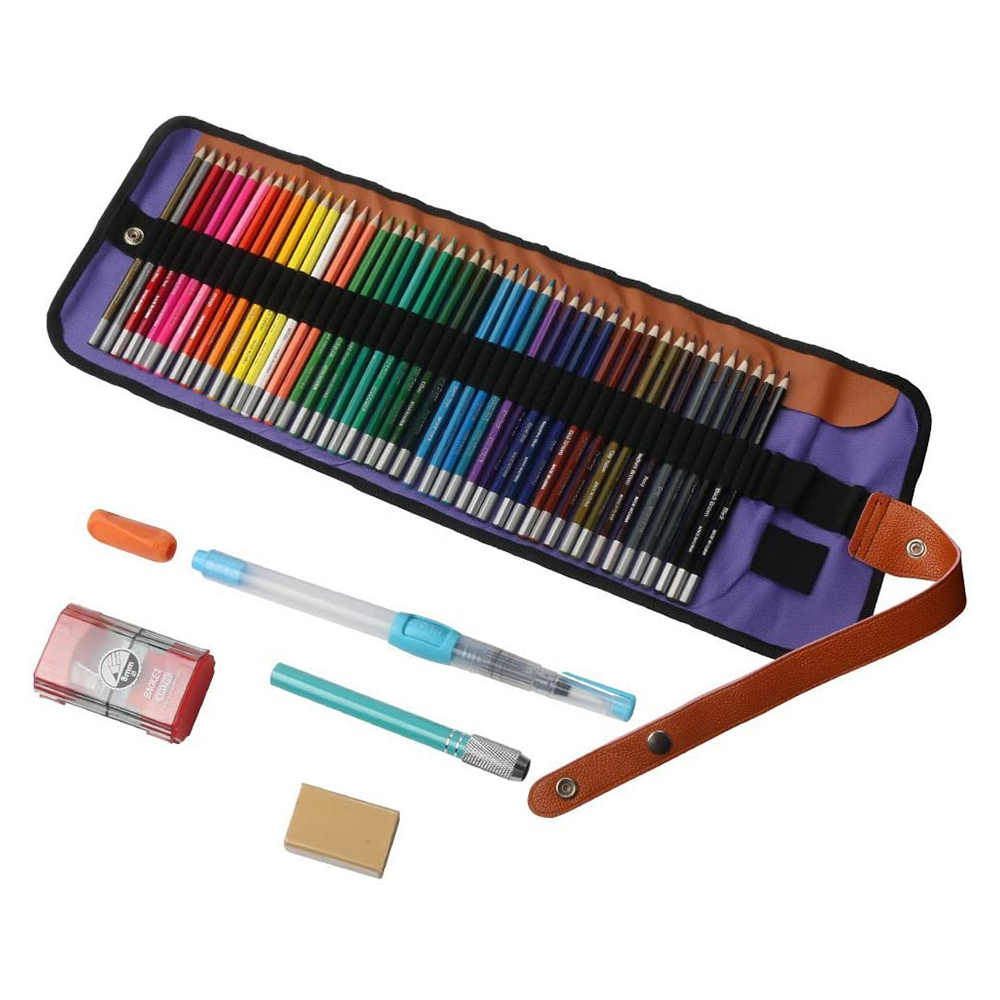 [해외] 색연필, 수성 쓰기 리드, 워터브러시 포함, 48색 세트