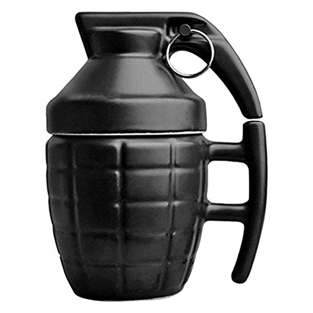 [해외] (미톤) 수류탄 모양 머그컵 뚜껑 세라믹 블랙 280ml