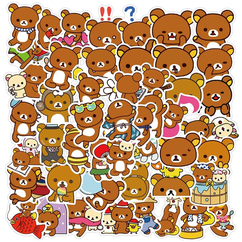 [해외] WYZDGTD 50pcs 2세트 리락쿠마 곰 귀여운 스티커 방수