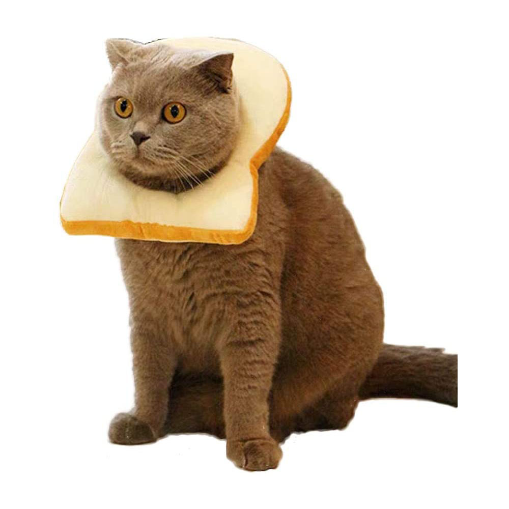 [해외] Komii 개 고양이 모자 머리 장식 토스트 빵 모양 애완 동물 탈착 귀여운 변신 코스프레 (L)
