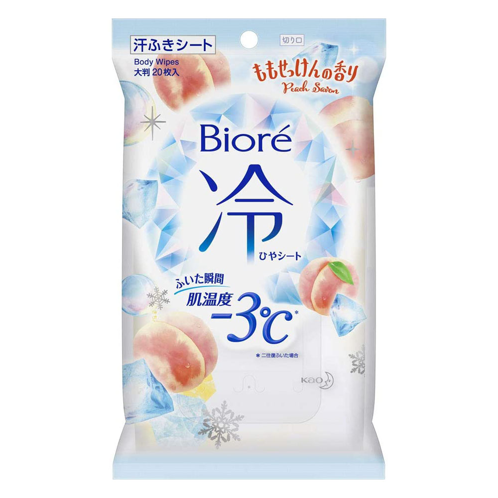 [해외] 4개 세트 비오레 냉각 시트 모모 비누 향기 20장