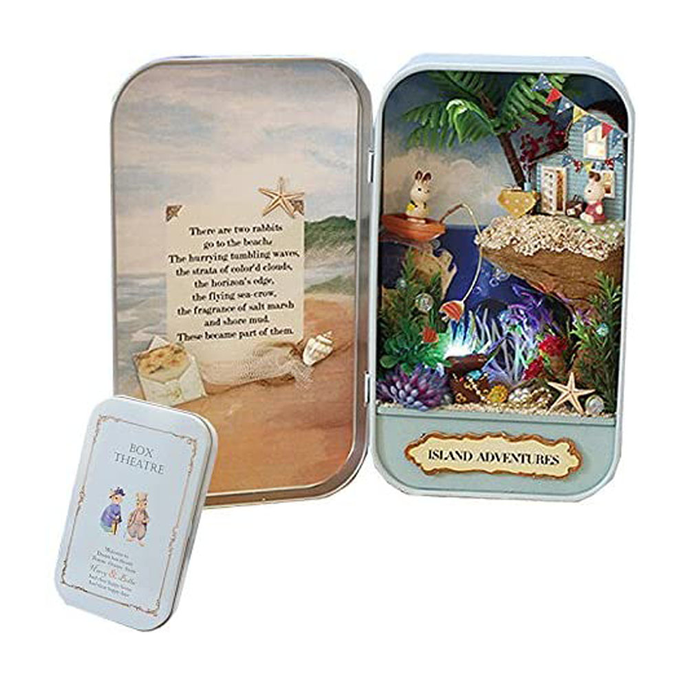 [해외] (moin moin) 미니어처 수제 키트 지갑에 사는 토끼 시리즈 LED 조명 인형 / 여름의 바캉스