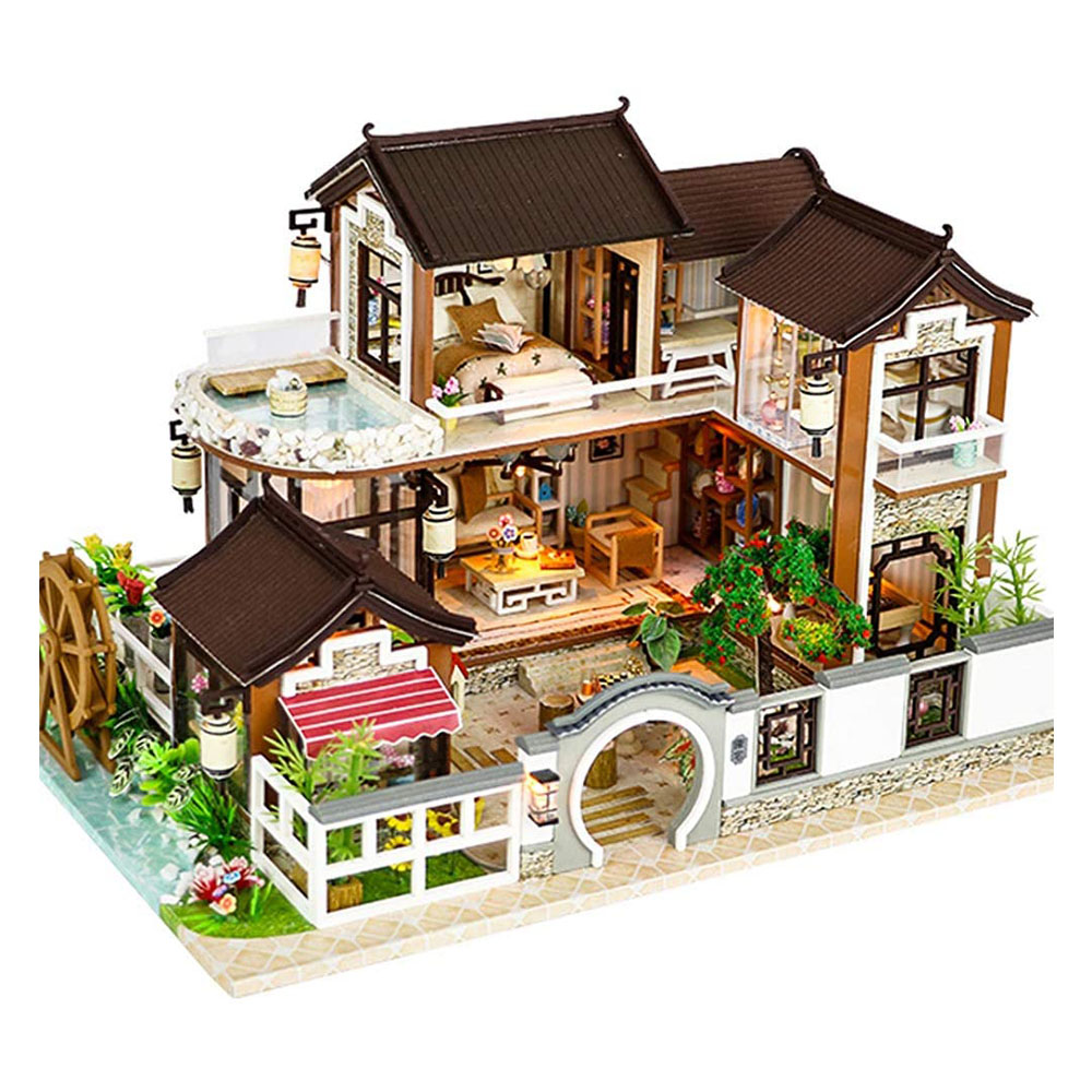 [해외] CuteBee DIY 나무 인형 집, Dream in ancient town 오래된 마을 미니어처 컬렉션, LED 조명, 선물 13848C