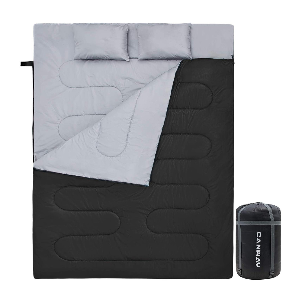 [해외] CANWAY 침낭 2인용 방수 봉투형 베개 2개 수납팩 세트