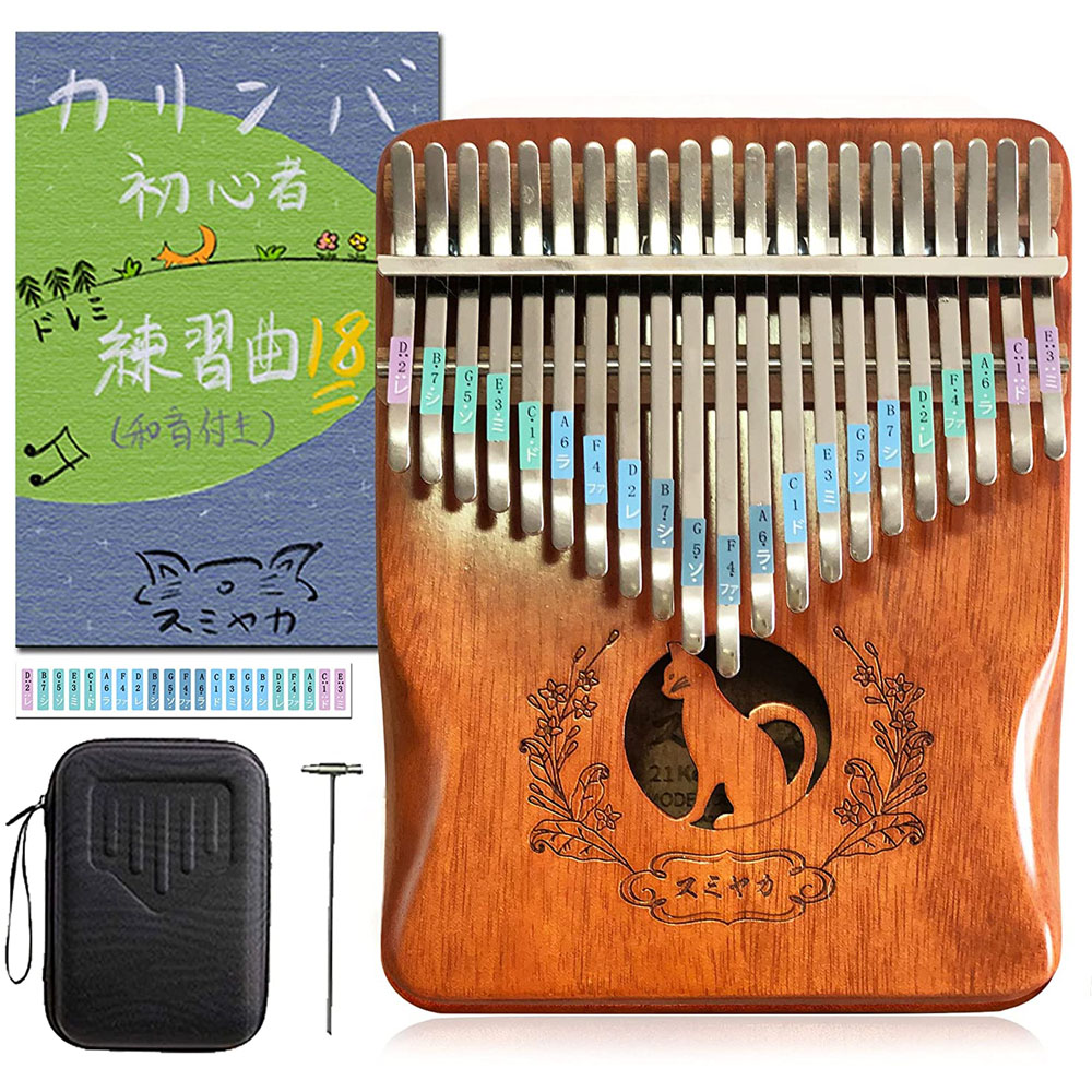[해외] 칼림바 악기 21키 손가락 피아노 고양이 무늬 C조