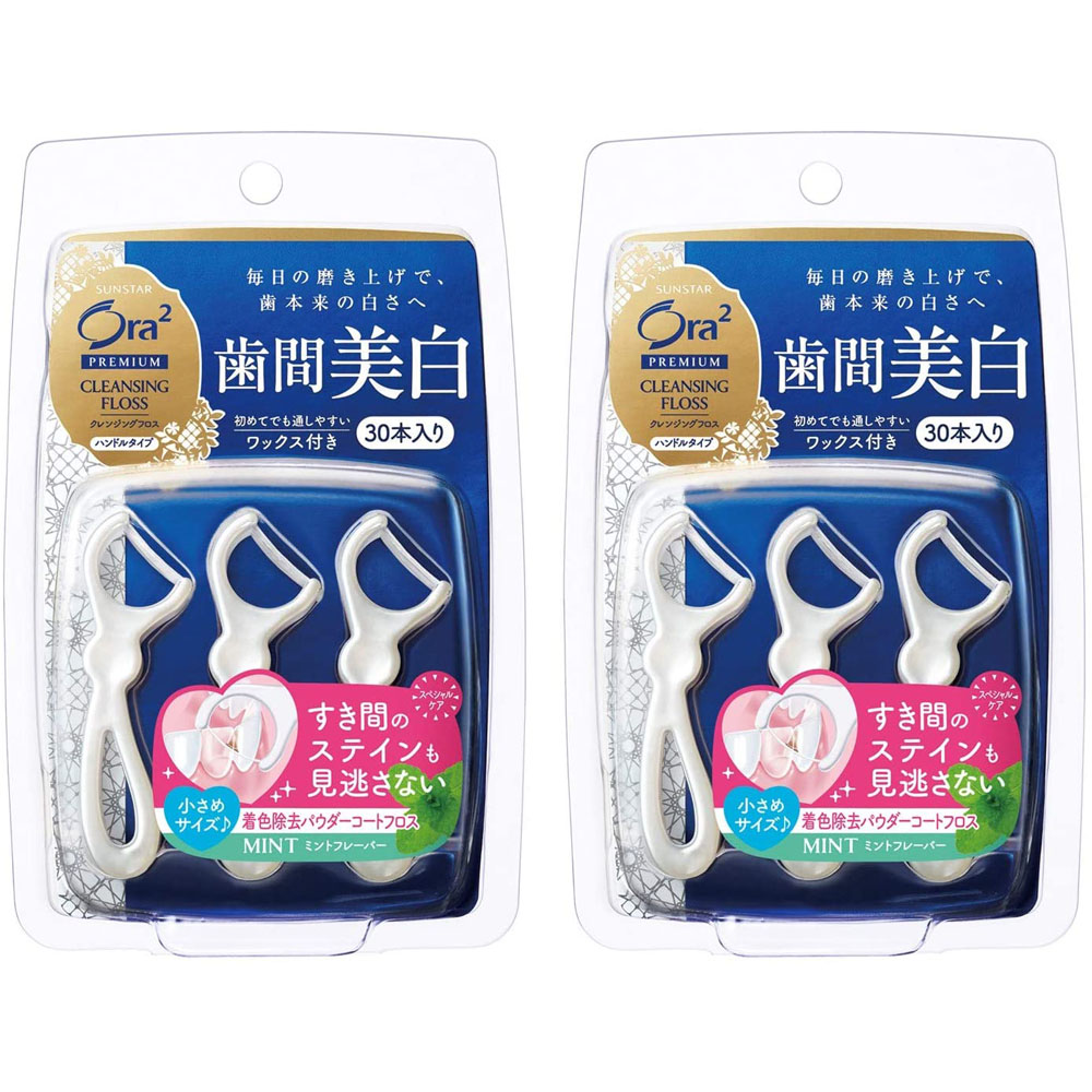 [해외] Ora2 (오라쯔) 프리미엄 클렌징 치실 손잡이 치간 박하맛 30병 x 2개