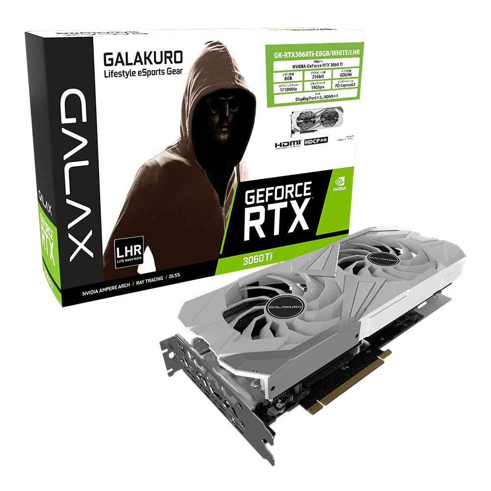 [해외] 전문가 지향 NVIDIA GeForce RTX3060Ti 탑재 그래픽 보드 GDDR6 8GB GALAKURO GAMING 시리즈 GK-RTX3060Ti-E8GB/WHITE/LHR