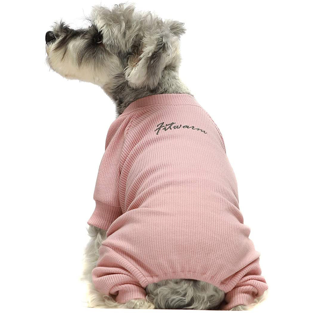 [해외] Fitwarm 귀여운 강아지 옷 잠옷 와플 니트 V 넥 핑크
