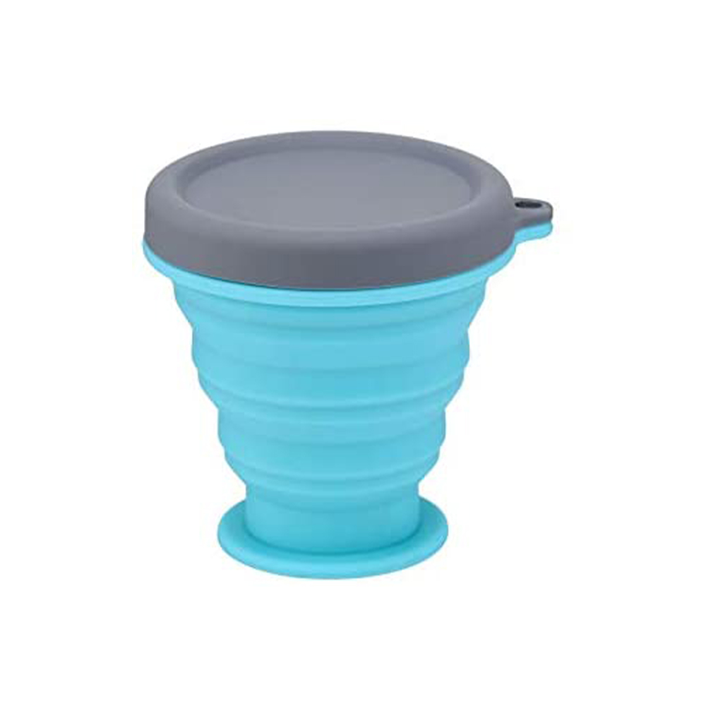 [해외] PP-PIG 접이식 컵 실리콘 휴대용 스포츠 200ML 블루