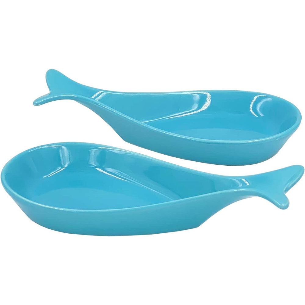 [해외] TEANXU 수저받침대 접시 세라믹 블루 물고기 2개입