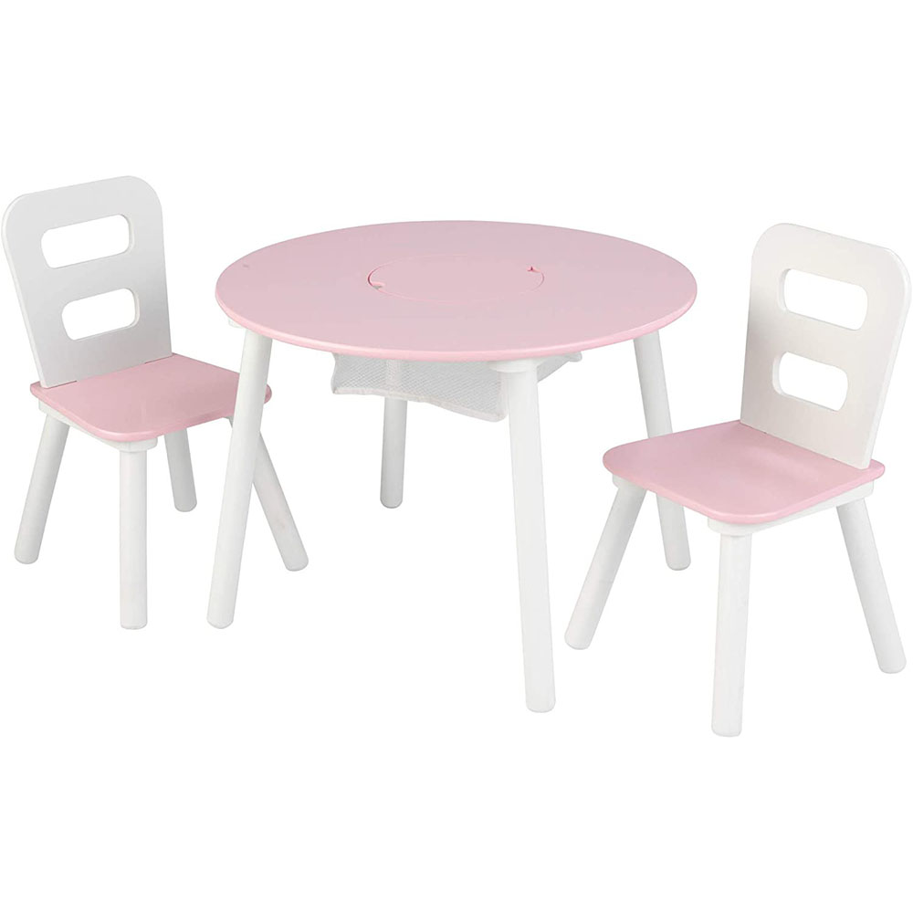 [해외] 키드크래프트 라운드 테이블 의자 세트 화이트/핑크 26165