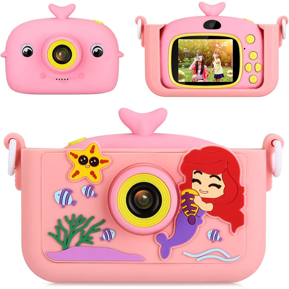 [해외] League 인어공주 어린이 디지털 카메라 장난감 2000만 화소 1080P 녹화 핑크