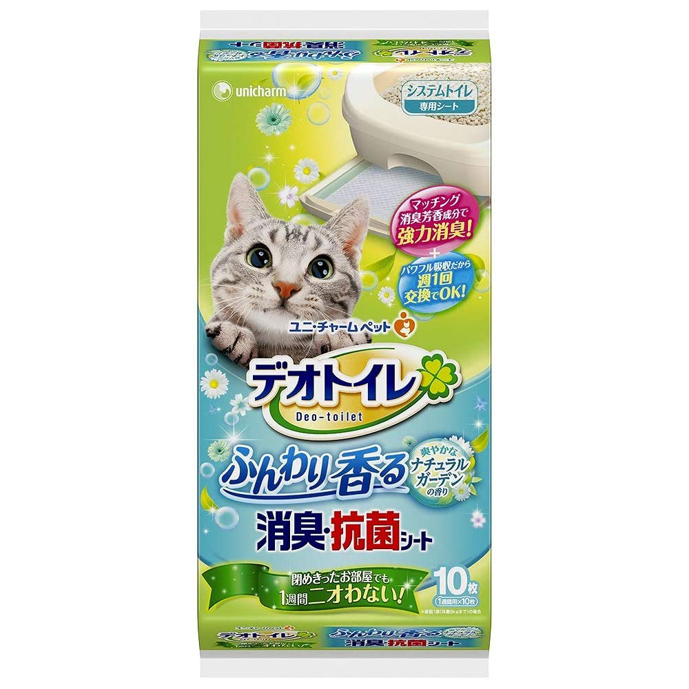 [해외] 유니참 데오토일렛 고양이용 시트 부드럽게 향기나는 내츄럴 가든의 향기 10장 x 12봉