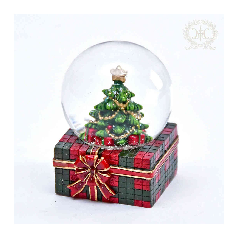 [해외] HALMONIA 미니 스노우 돔 선물 상자 크리스마스 트리