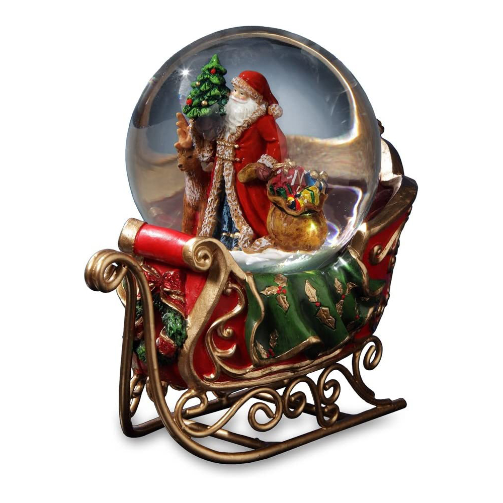 [해외] 산타와 순록과 소리수 스노우돔 Globe San Francisco Music Box Company