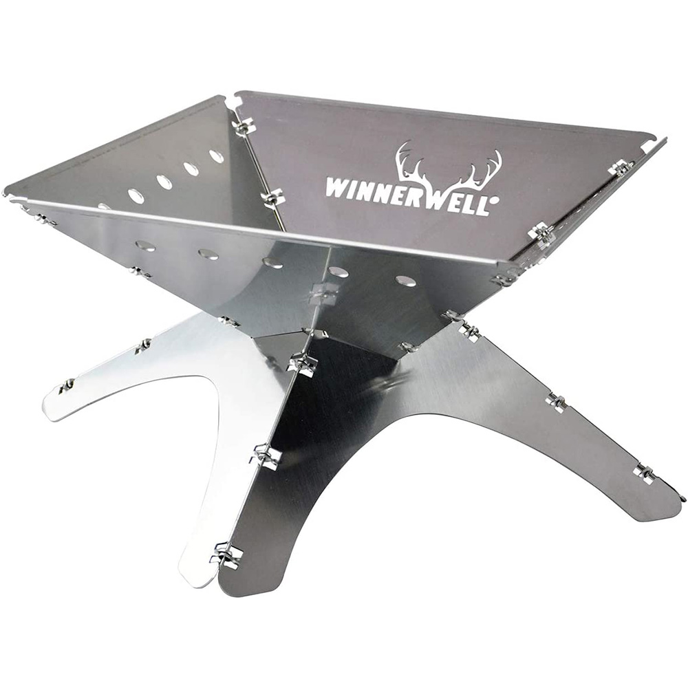 [해외] WINNERWELL 플랫 폴드 파이어 피트 미디엄 휴대용 스테인레스 스틸 파이어 팬