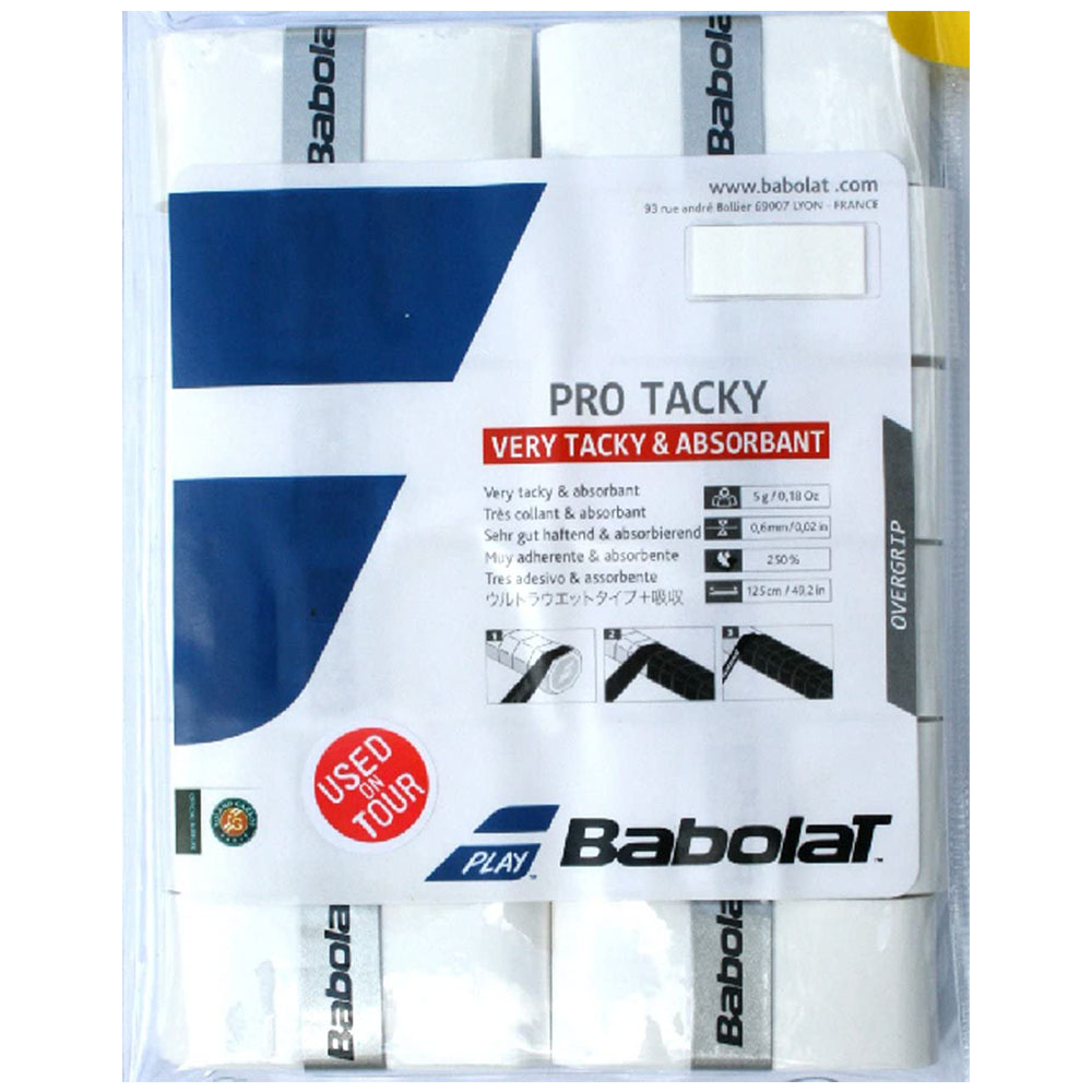 [해외] BABOLAT 테니스 라켓용 오버 그립 Pro Tacky 12개 화이트