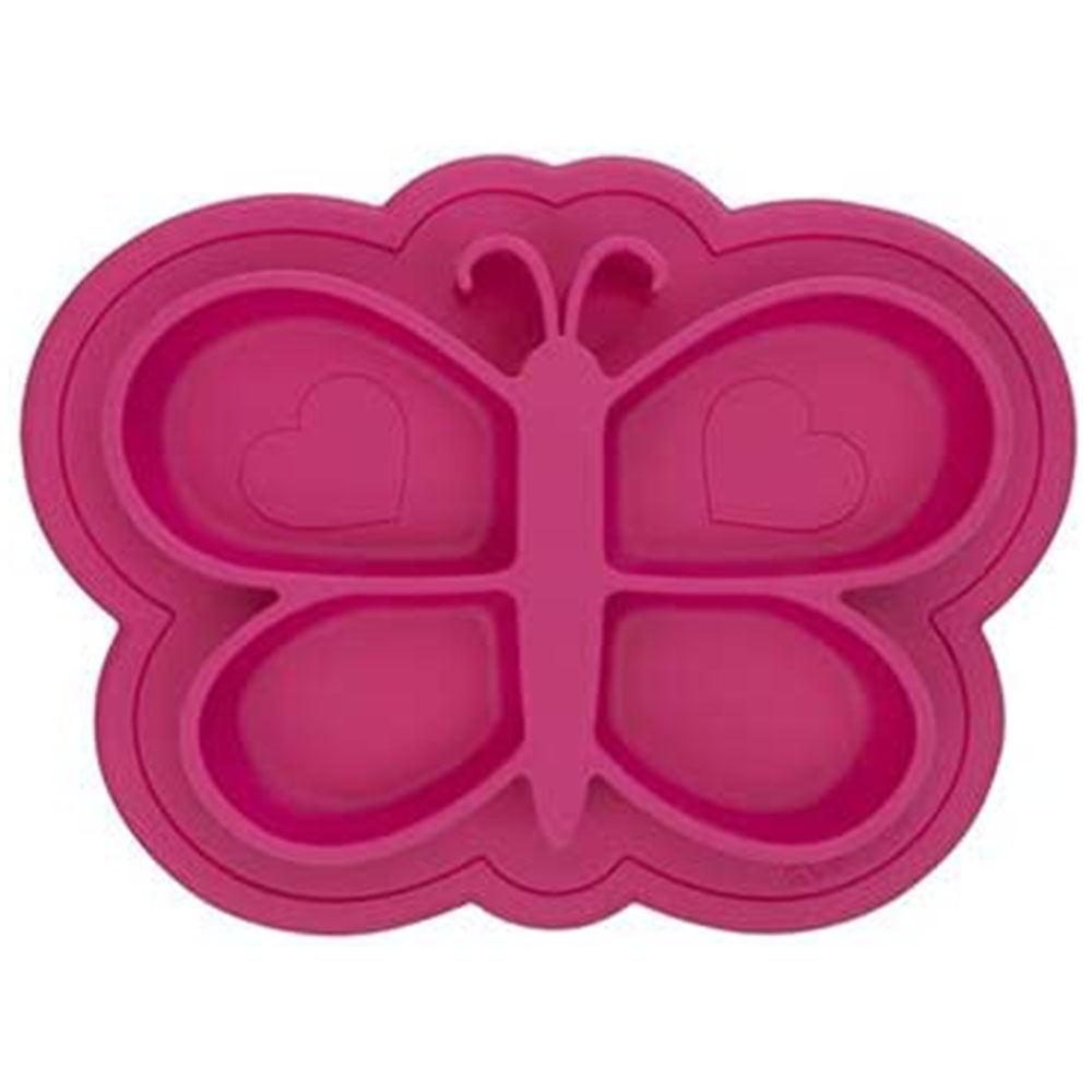 [해외] Kushies 실리콘 흡착 식판 나비 핑크