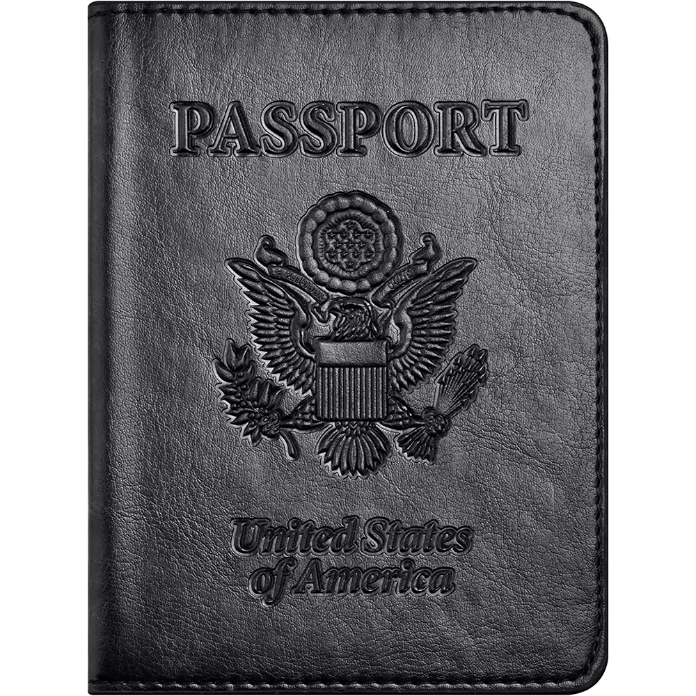 [해외] Eoehro 여권 케이스 카드 슬롯 포함 AA-블랙