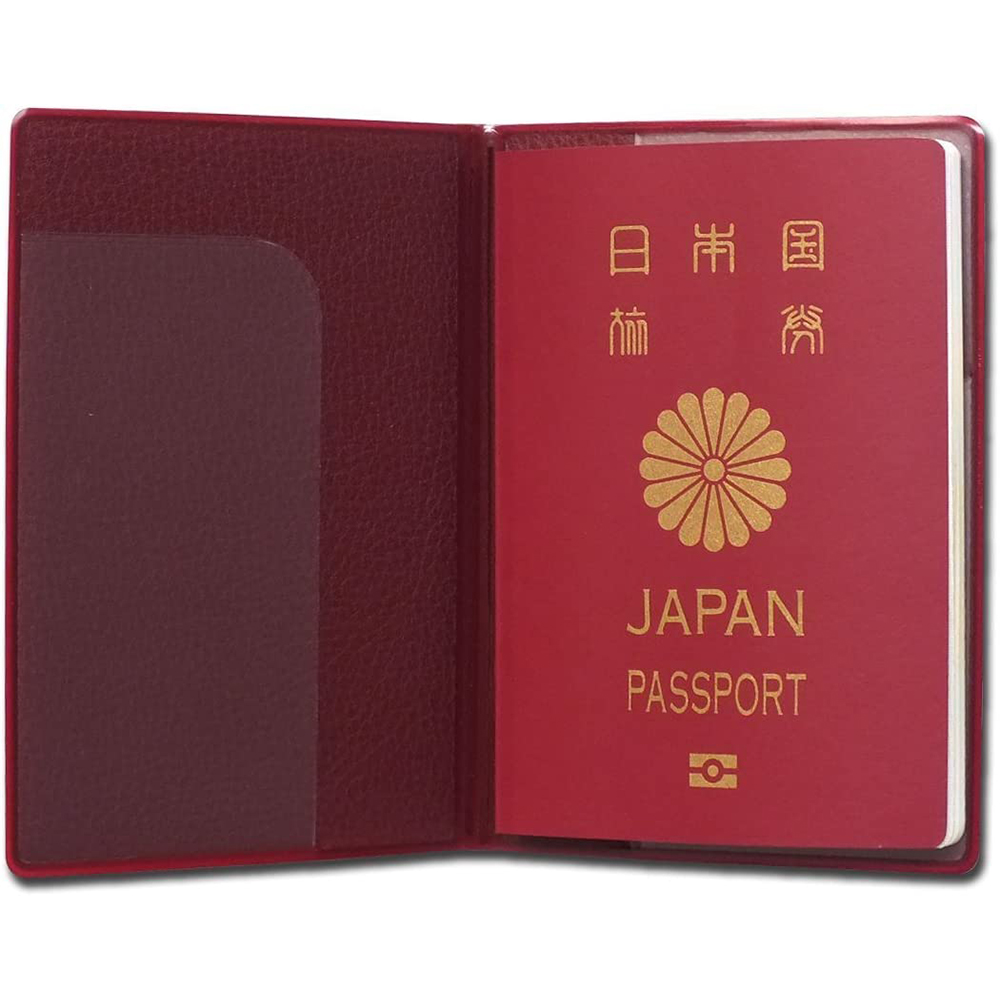 [해외] 요타데이터 테크놀로지 해외 여행 IC 여권 스키밍 방지 커버 케이스 가죽 패턴 루비 레드