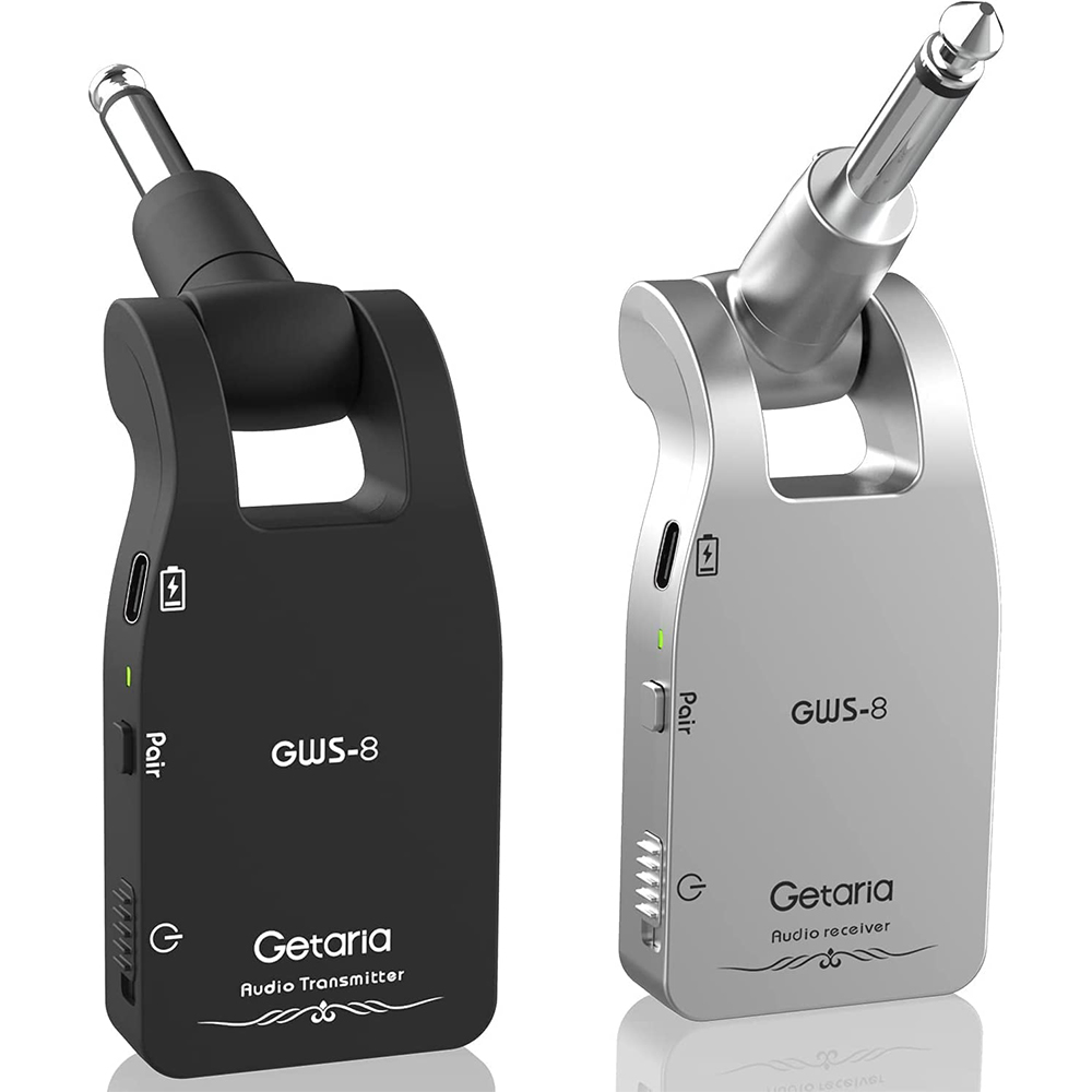 [해외] Getaria GWS-8 기타 무선 시스템 송수신기 280° 회전 USB-C 충전식 일렉트릭 기타베이스 악기용