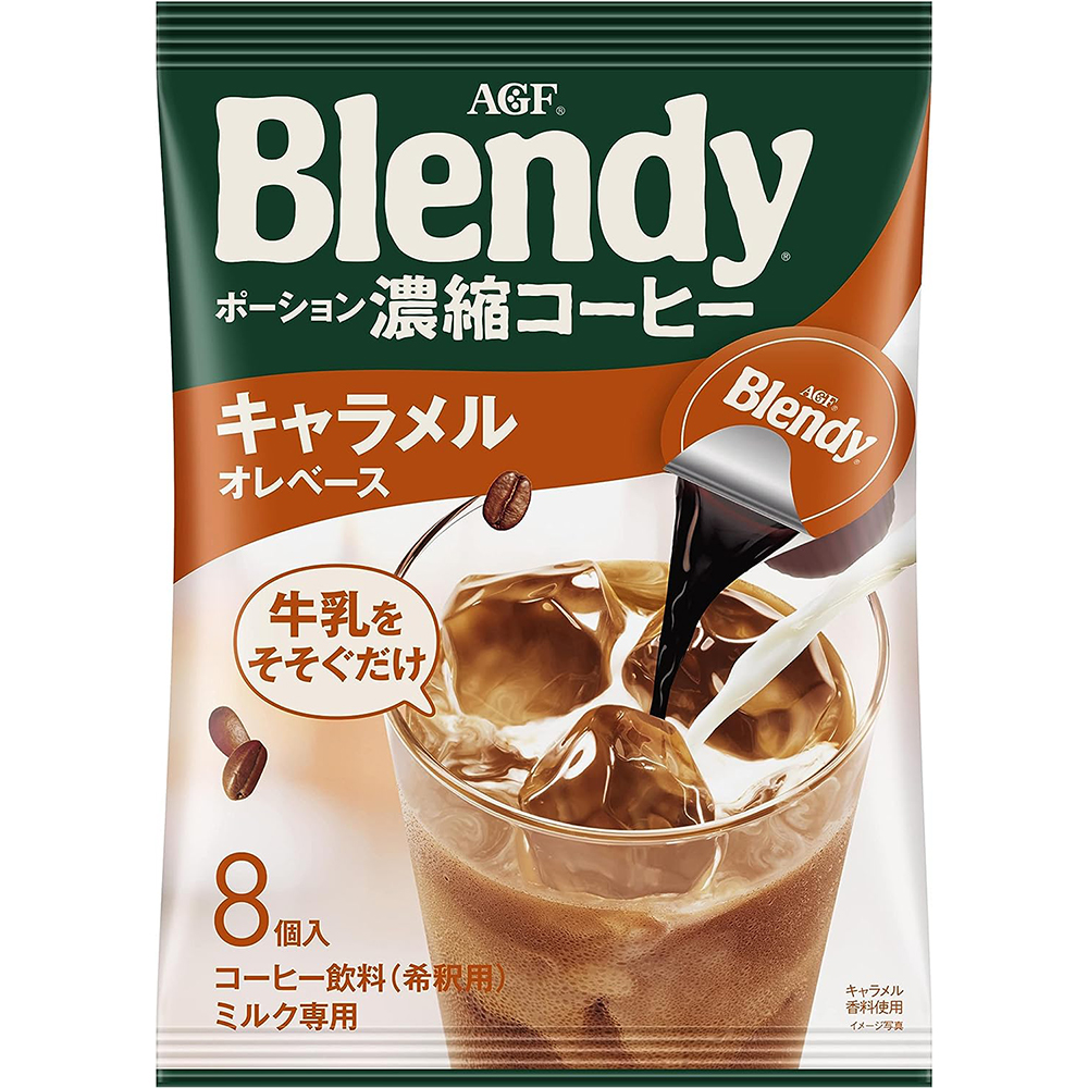 [해외] AGF 블렌디 포션 농축 커피 카라멜 오레 베이스 아이스 커피 8개 x 12봉 [144g x 12]