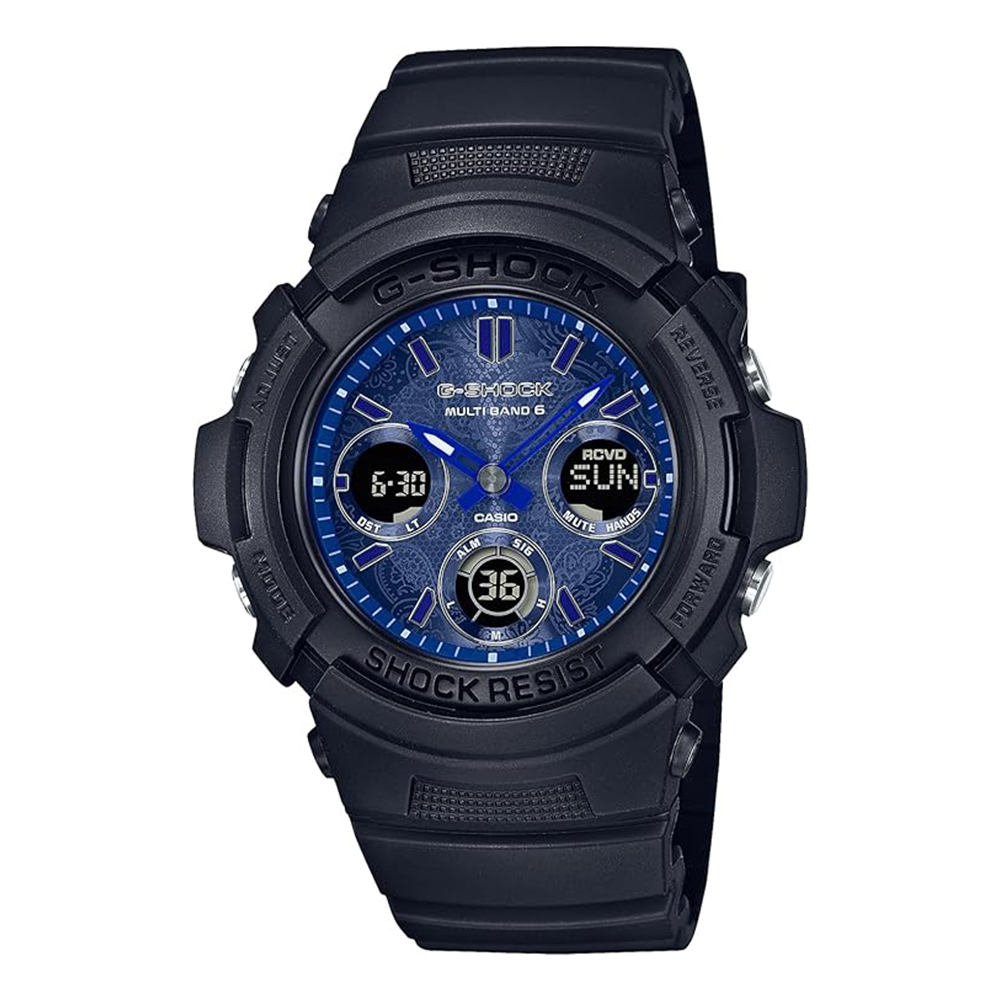 [해외] 카시오 손목시계 지샥 전파 솔라 BLUE PAISLEY 시리즈 AWG-M100SBP-1AJF
