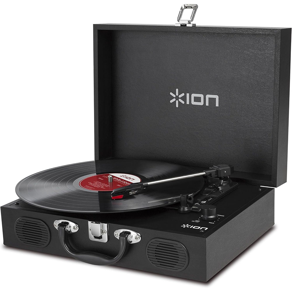[해외] ION Audio 휴대용 ​​레코드 플레이어 가방형 스피커 내장 Vinyl Transport 블랙