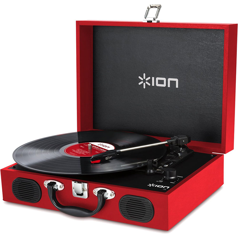 [해외] ION Audio 휴대용 ​​레코드 플레이어 가방형 스피커 내장 Vinyl Transport 레드